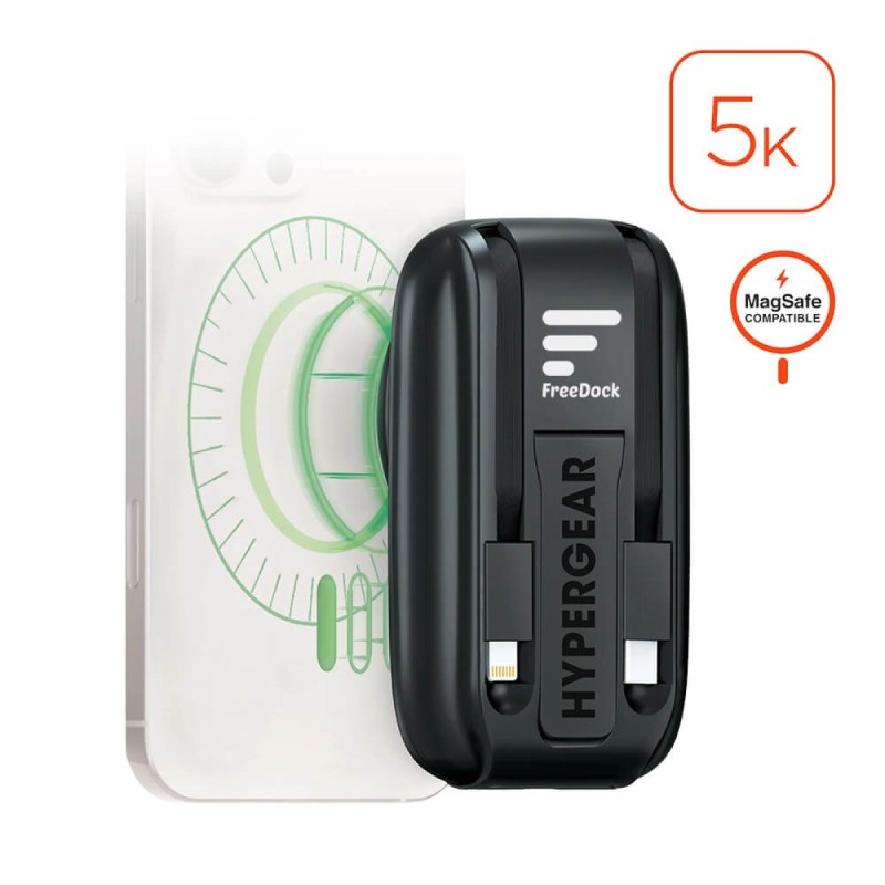 Hypergear 5,000mAh Mag Grip Go Wireless Power Bank with Built-In Cables 1 Hypergear 5,000mAh Mag Grip Go Wireless Power Bank with Built-In Cables 1