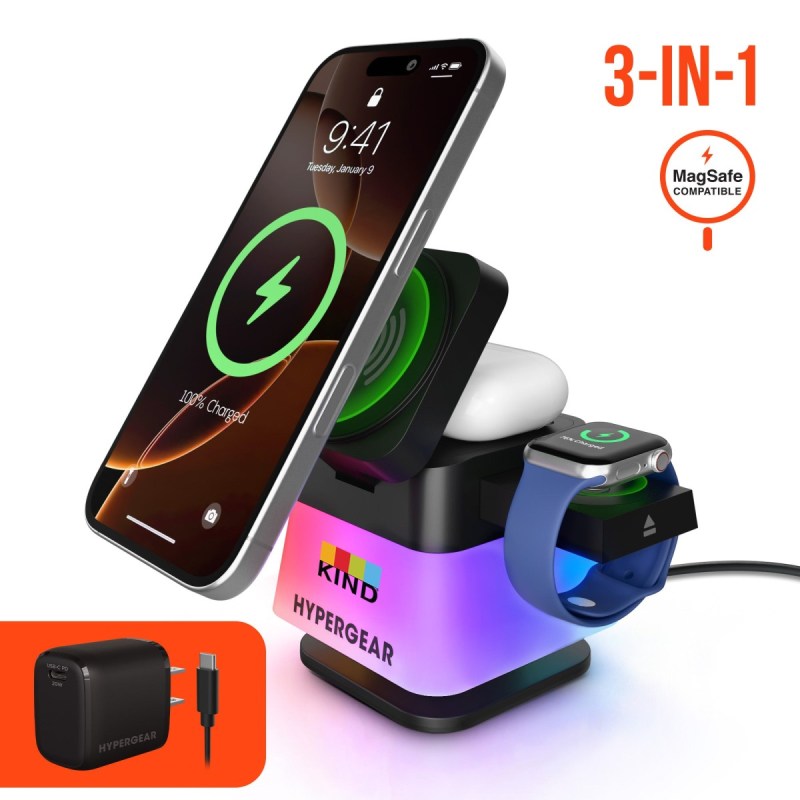 Hypergear PowerFold Cube 3-in-1 Wireless Charging Stand with 15W Magnetic Wireless Fast Charge 1 Hypergear PowerFold Cube 3-in-1 Wireless Charging Stand with 15W Magnetic Wireless Fast Charge 1