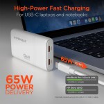 HyperGear SpeedBoost 65W Dual USB-C PD Ultra-Slim GaN Laptop Charger with PPS - White HyperGear SpeedBoost 65W Dual USB-C PD Ultra-Slim GaN Laptop Charger with PPS - White