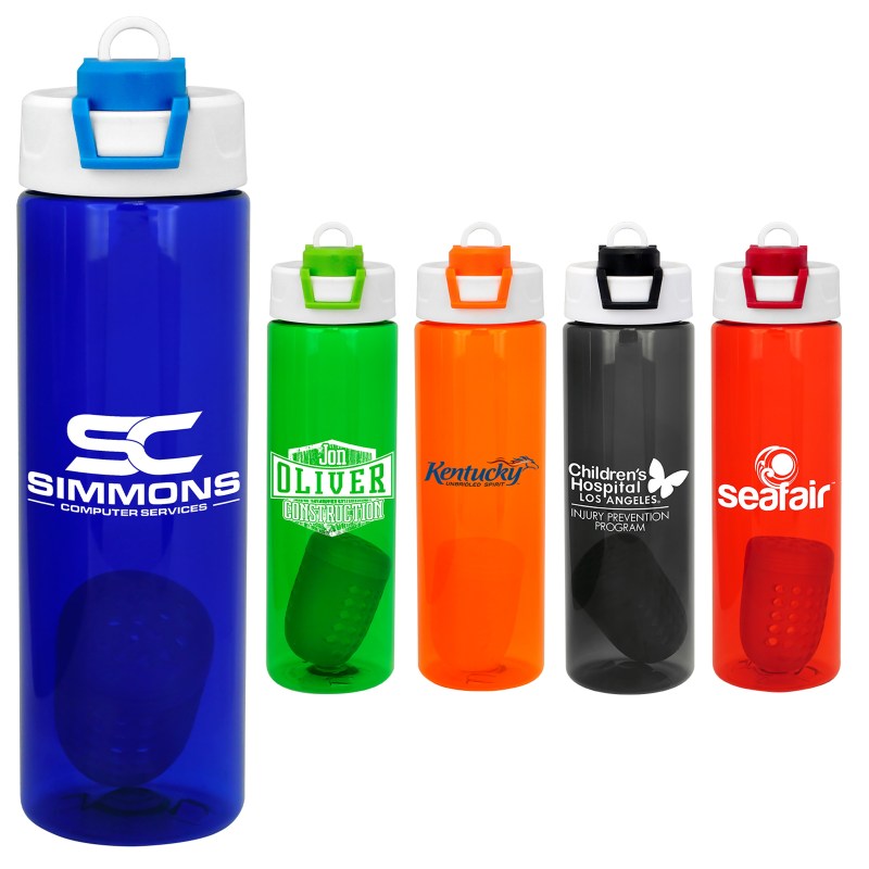 Two Tone Pop Up 24 oz. Colorful Bottle with Floating Infuser 1 Two Tone Pop Up 24 oz. Colorful Bottle with Floating Infuser 1