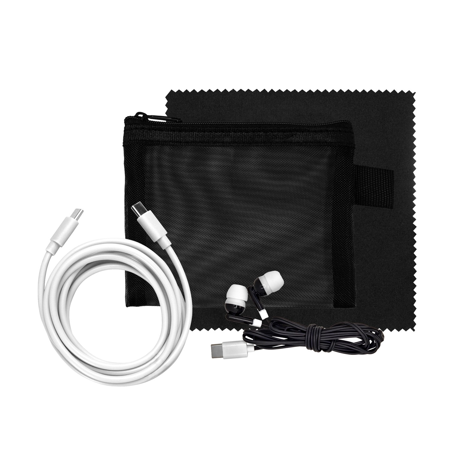 Mesh 6' C to C Cable, Cloth & Ear Bud Set 1