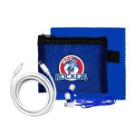 Mesh 6' C to C Cable, Cloth & Ear Bud Set - Blue Logo Mesh 6' C to C Cable, Cloth & Ear Bud Set - Blue Logo