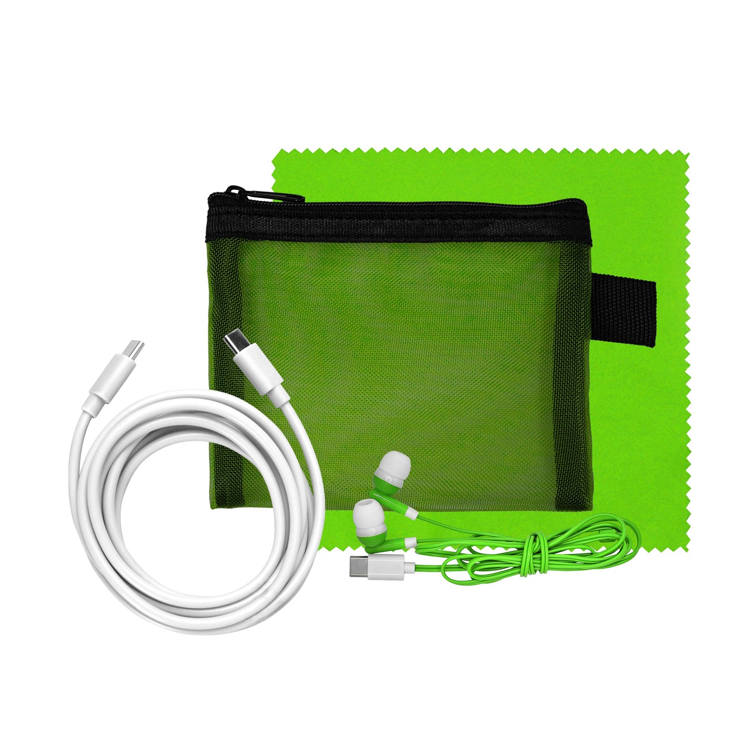Mesh 6' C to C Cable, Cloth & Ear Bud Set 1