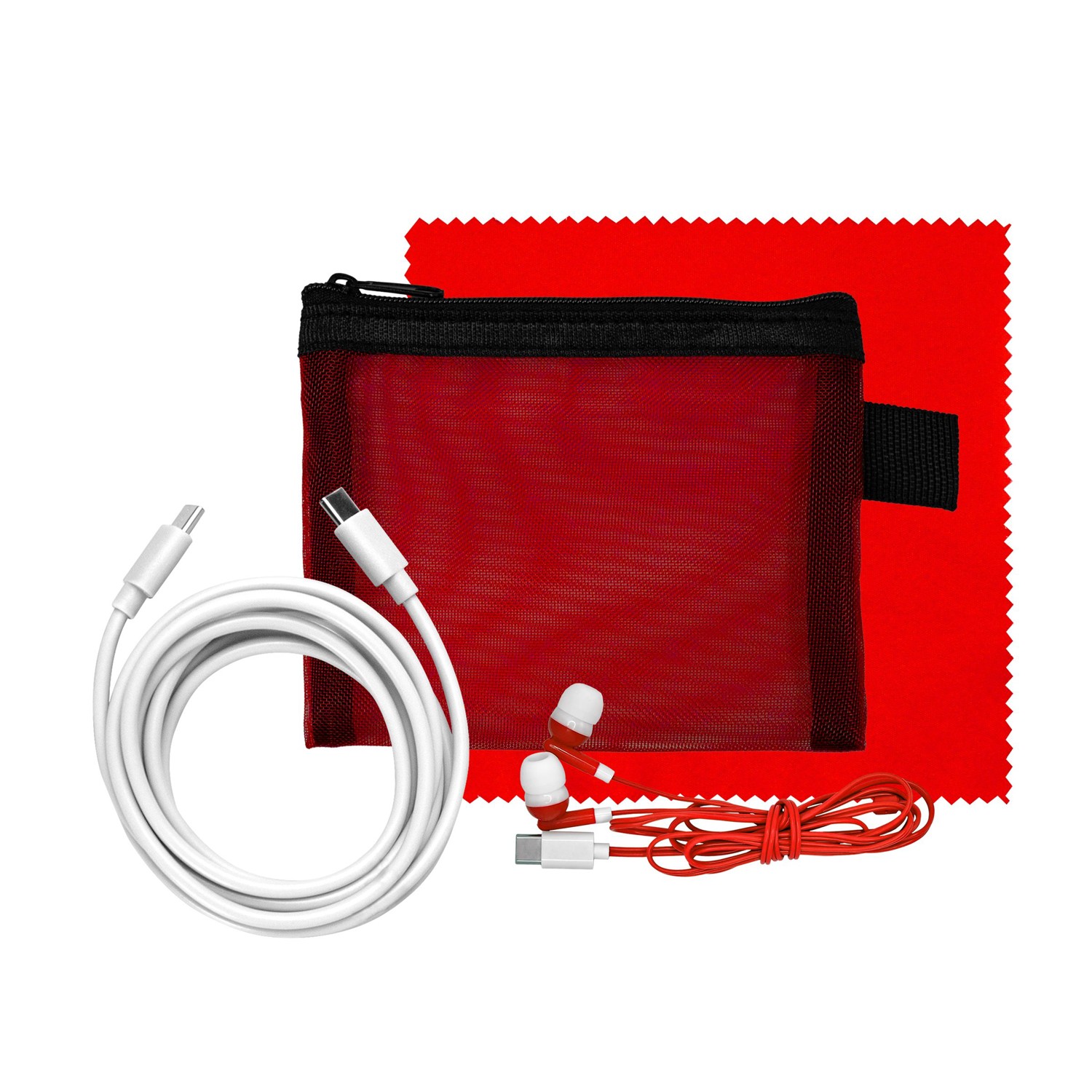 Mesh 6' C to C Cable, Cloth & Ear Bud Set 1