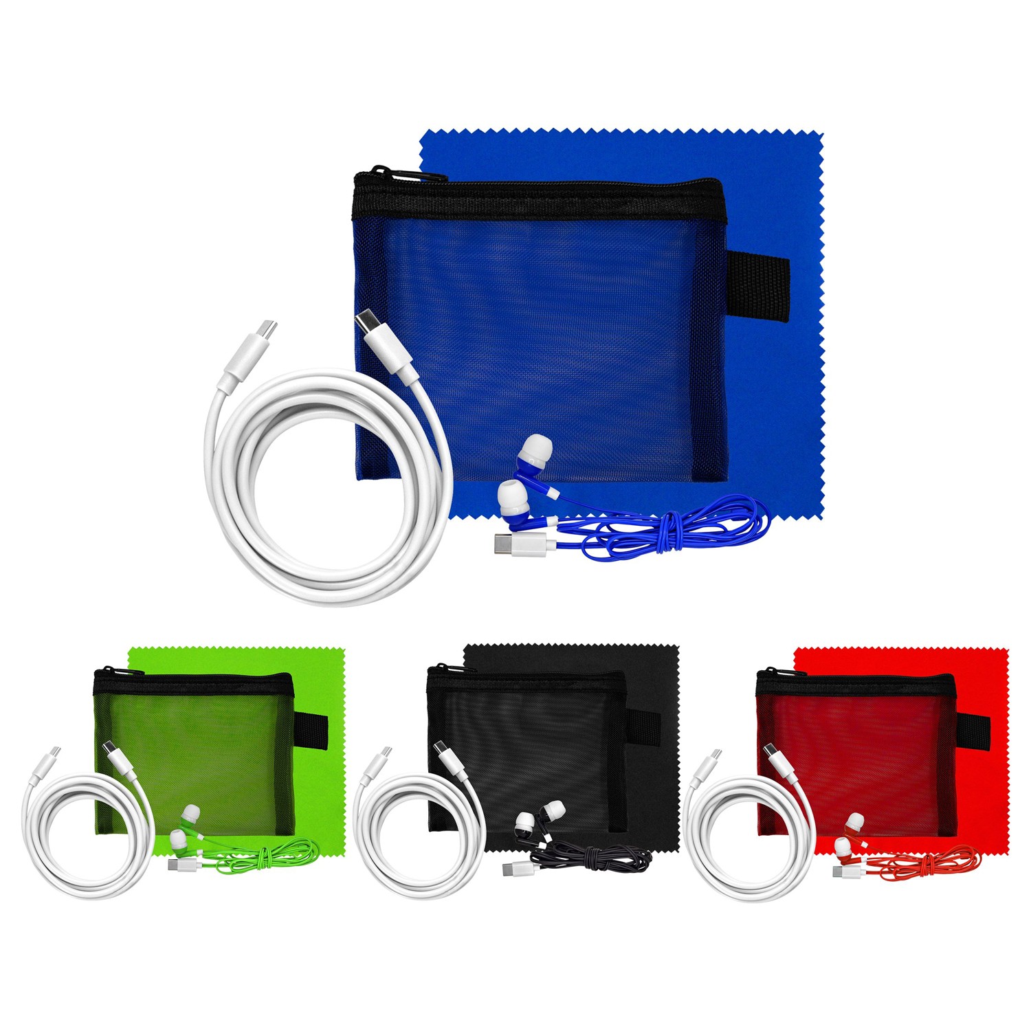 Mesh 6' C to C Cable, Cloth & Ear Bud Set 1