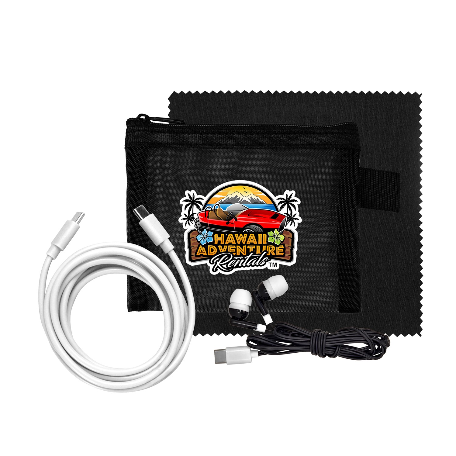 Mesh 6' C to C Cable, Cloth & Ear Bud Set 1