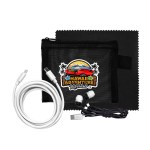 Mesh 6' C to C Cable, Cloth & Ear Bud Set - Black Logo Mesh 6' C to C Cable, Cloth & Ear Bud Set - Black Logo