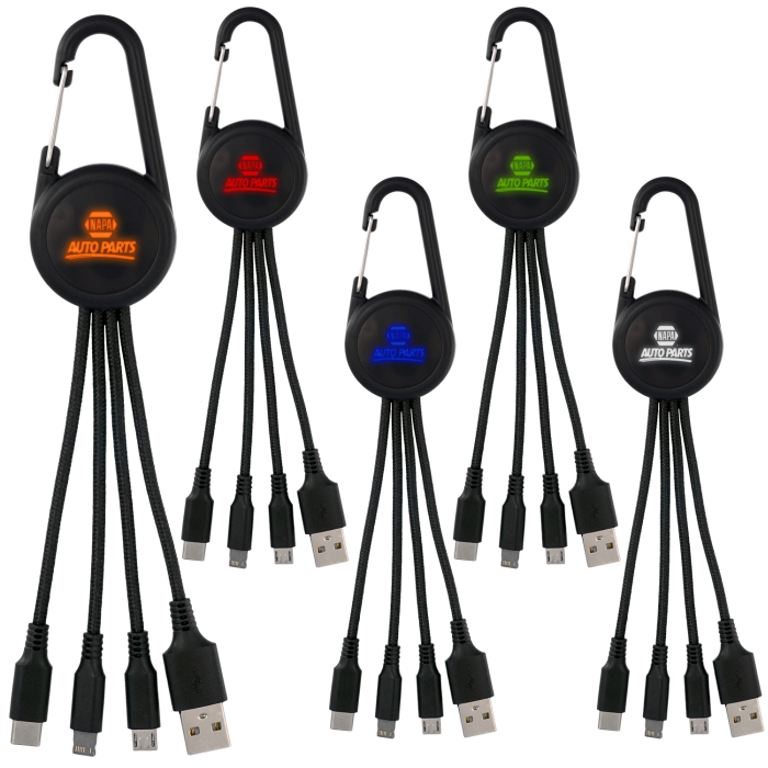 Color Light Up 3-in-1 Carabiner Charging Cable 1