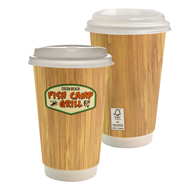 16 oz. Full Color Bamboo Pattern Paper Cup With Lid 1 16 oz. Full Color Bamboo Pattern Paper Cup With Lid 1