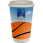 16 oz. Full Color Sporty Paper Cup With Lid - basketball 16 oz. Full Color Sporty Paper Cup With Lid - basketball