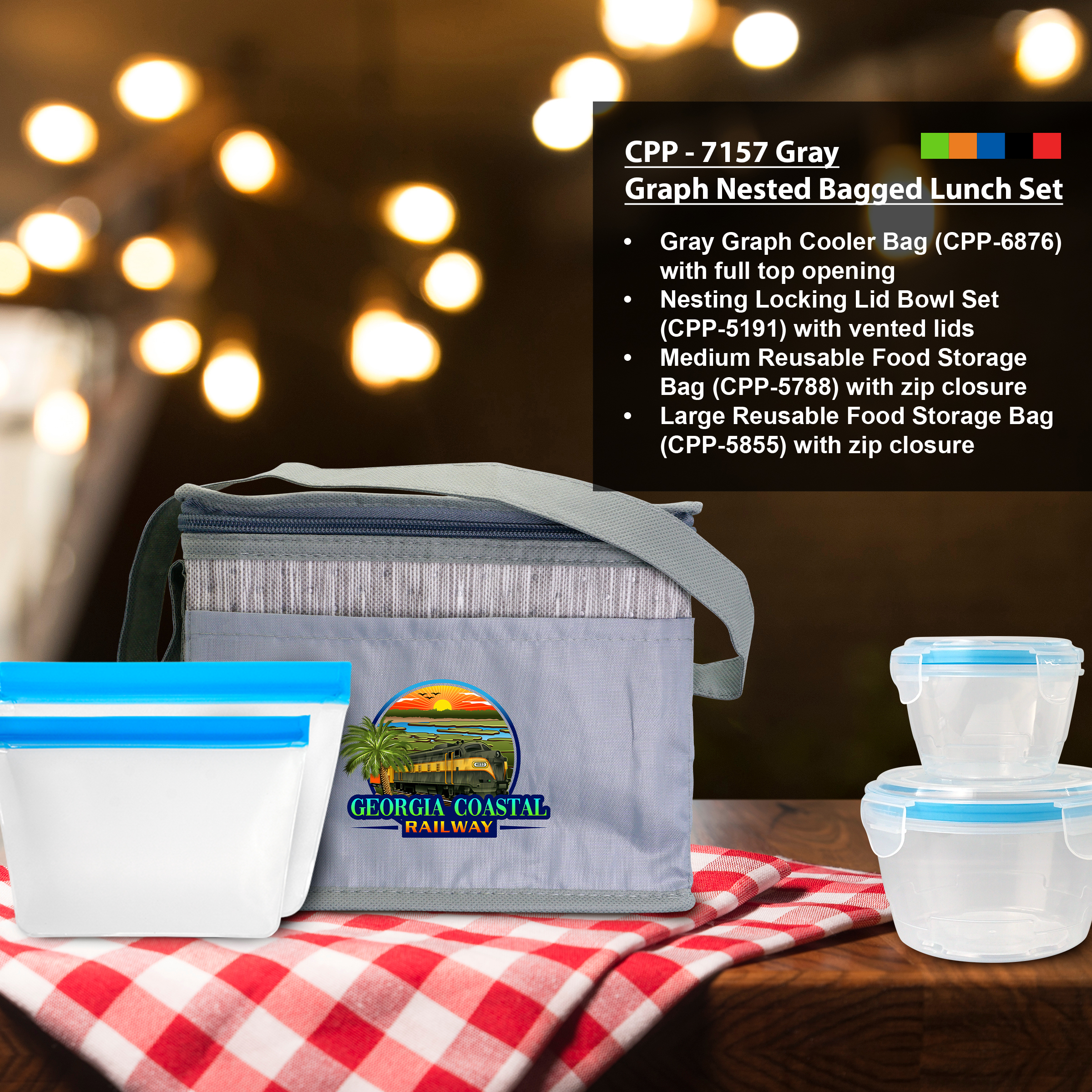 Gray Graph Nested Bagged Lunch Set 1