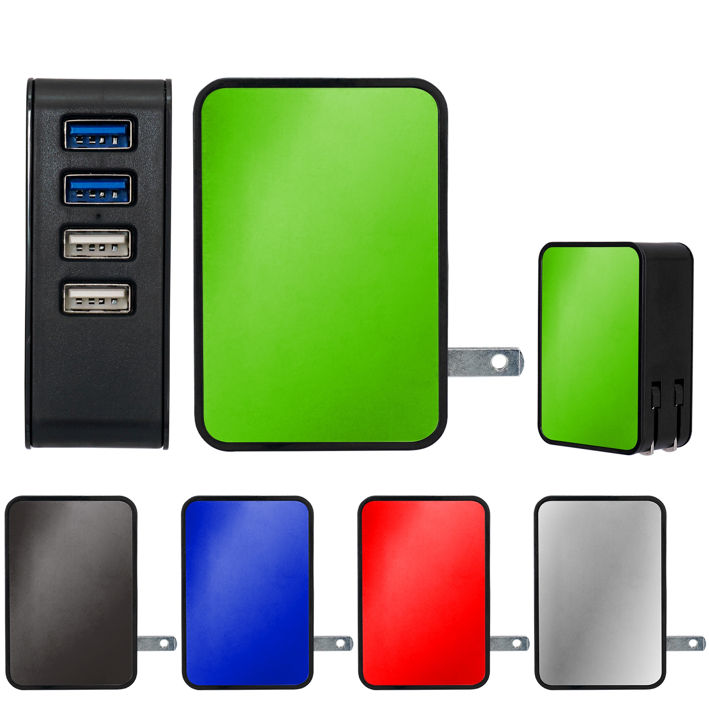 UL 4 Port Vivid USB Folding Wall Charger 1