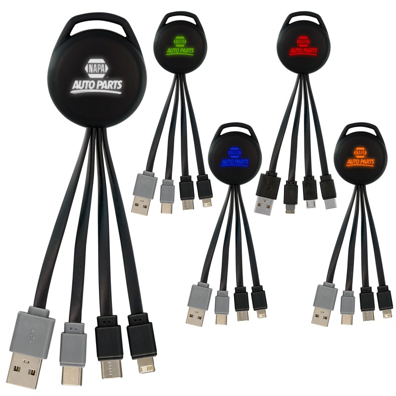 Color Light Up Vivid Dual Input 3-in-1 Charging Cable 1 Color Light Up Vivid Dual Input 3-in-1 Charging Cable 1