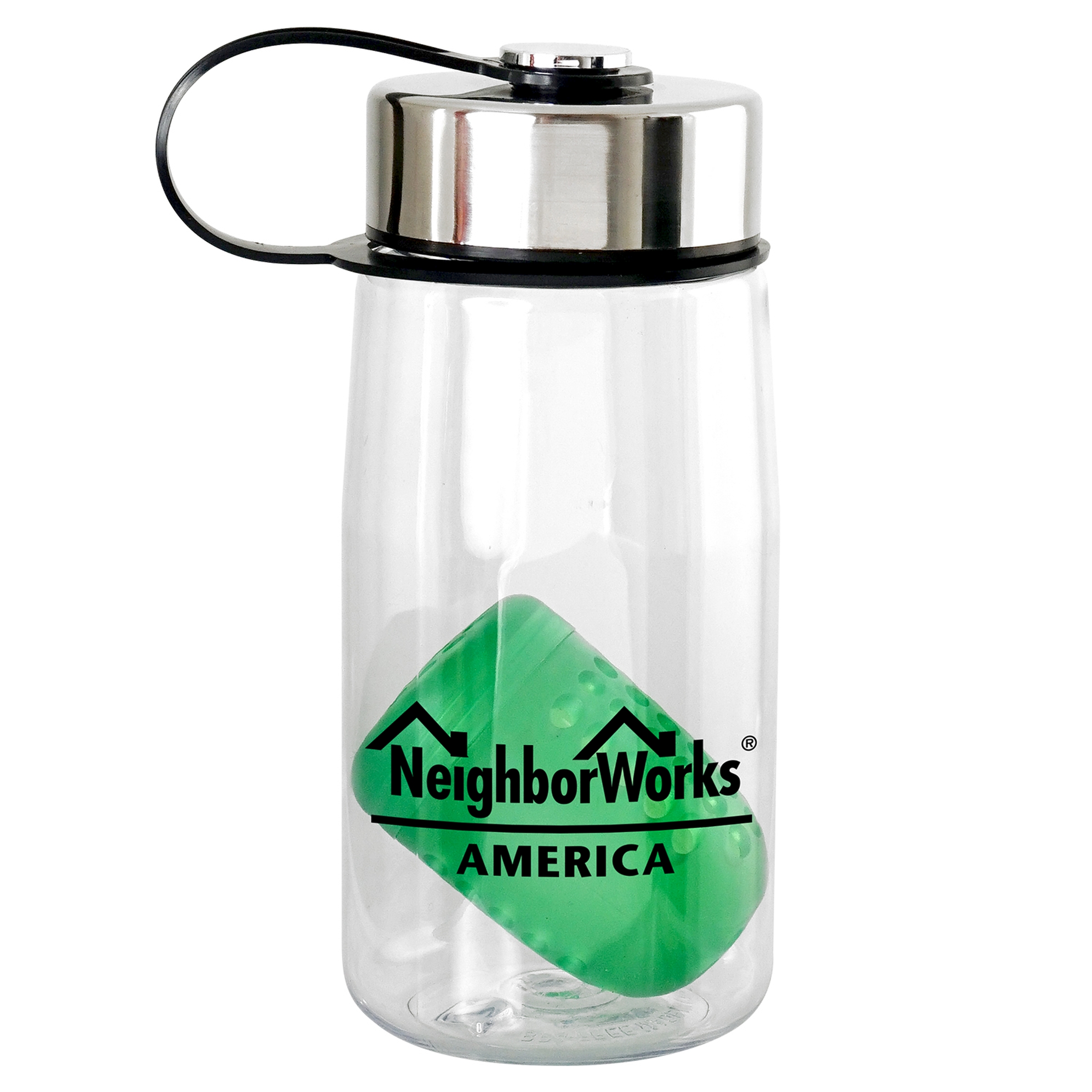 Metal Lanyard Lid 18 oz. Recycled Bottle with Floating Infuser 1