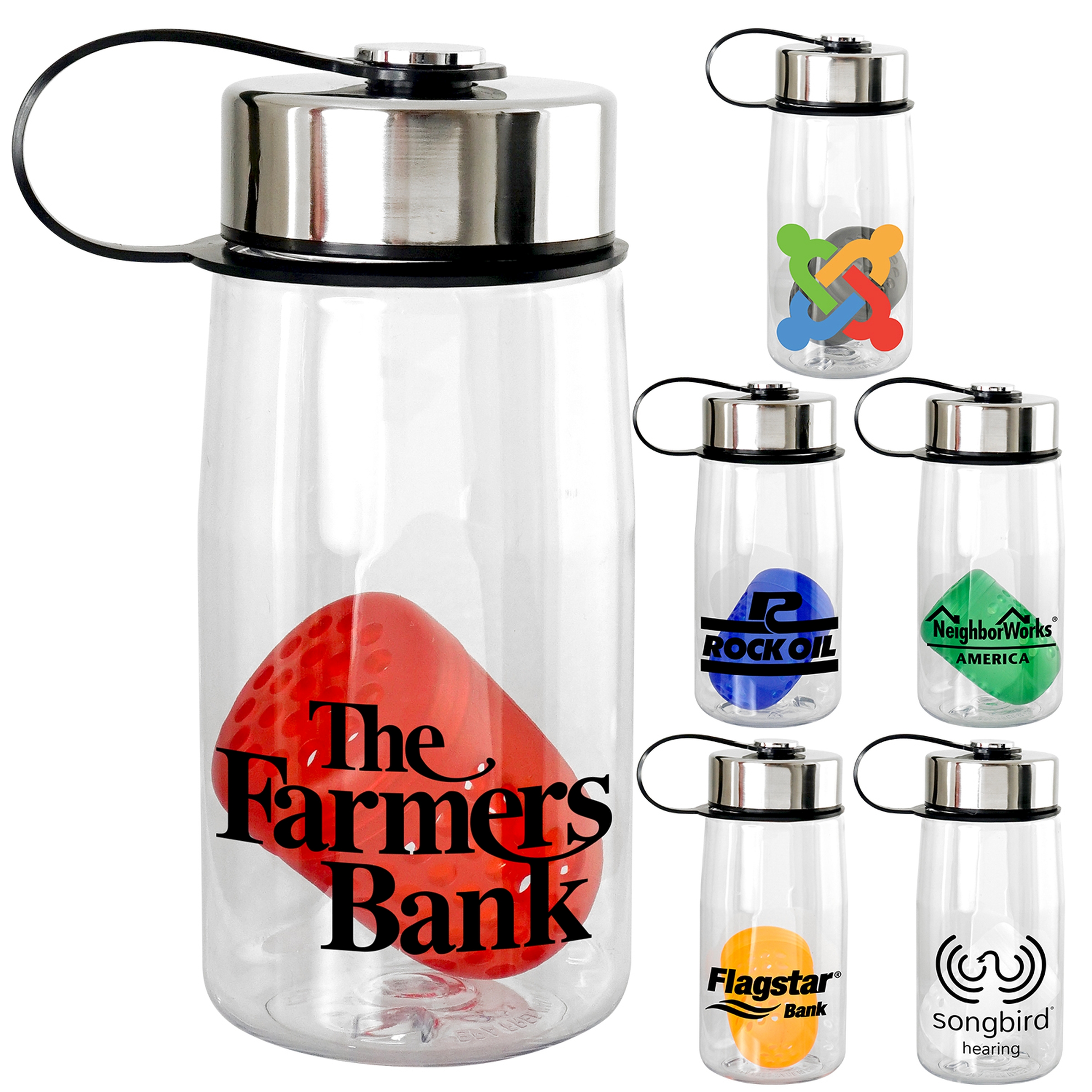Metal Lanyard Lid 18 oz. Recycled Bottle with Floating Infuser 1
