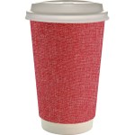 16 oz. Full Color Ridge Paper Cup With Lid - red 16 oz. Full Color Ridge Paper Cup With Lid - red