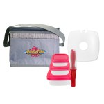 Gray Graph Chilled Lunch Set - red Gray Graph Chilled Lunch Set - red