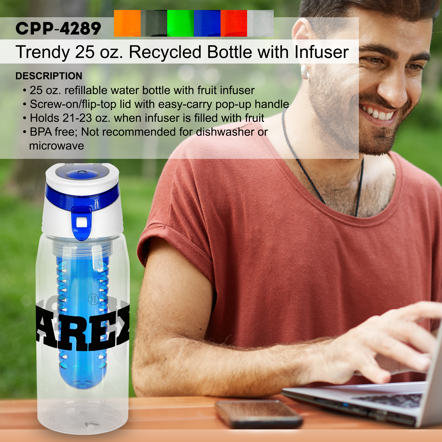 Trendy 25 oz. Recycled Bottle with Infuser 1