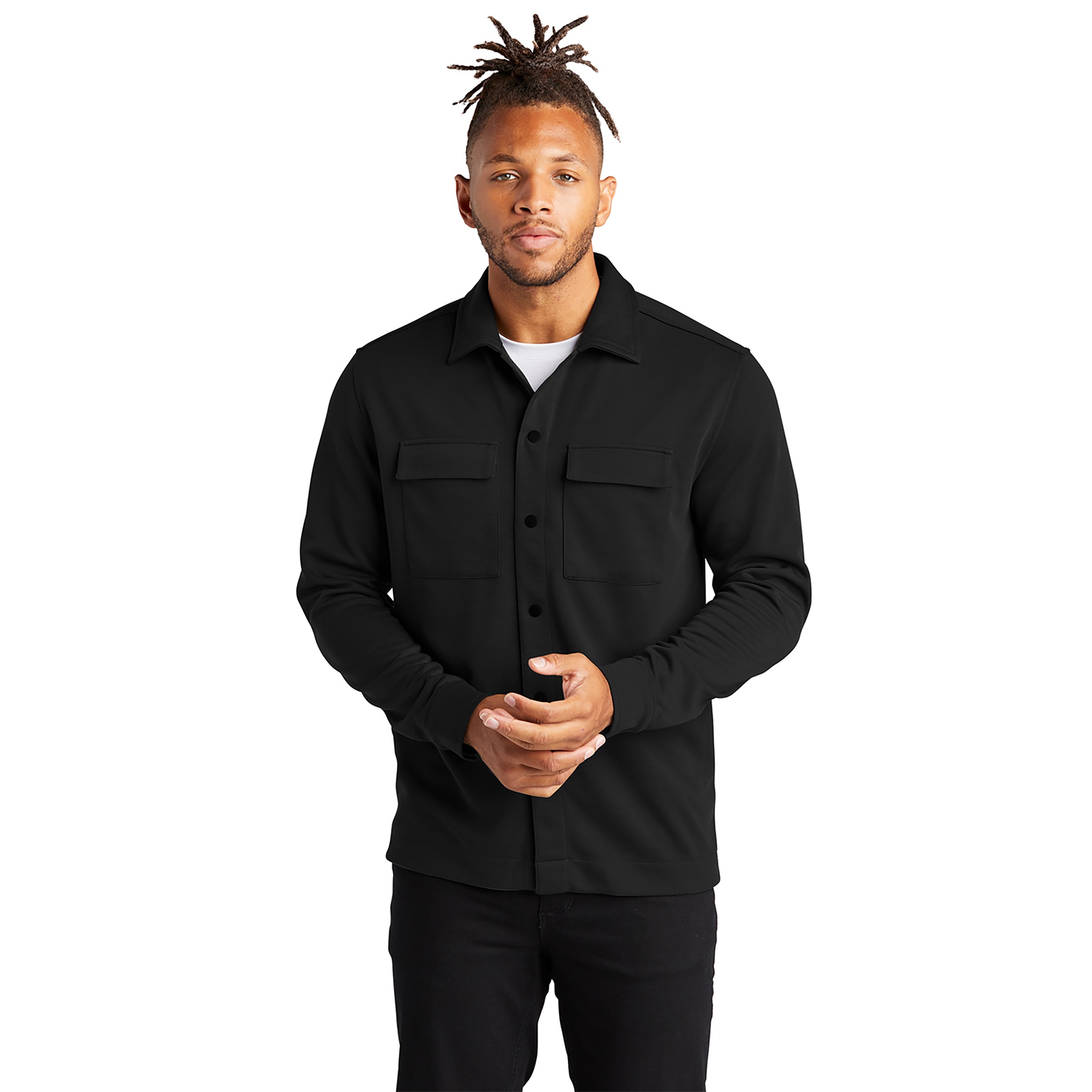 Mercer+Mettle™ Double-Knit Snap Front Emblem Jacket 1
