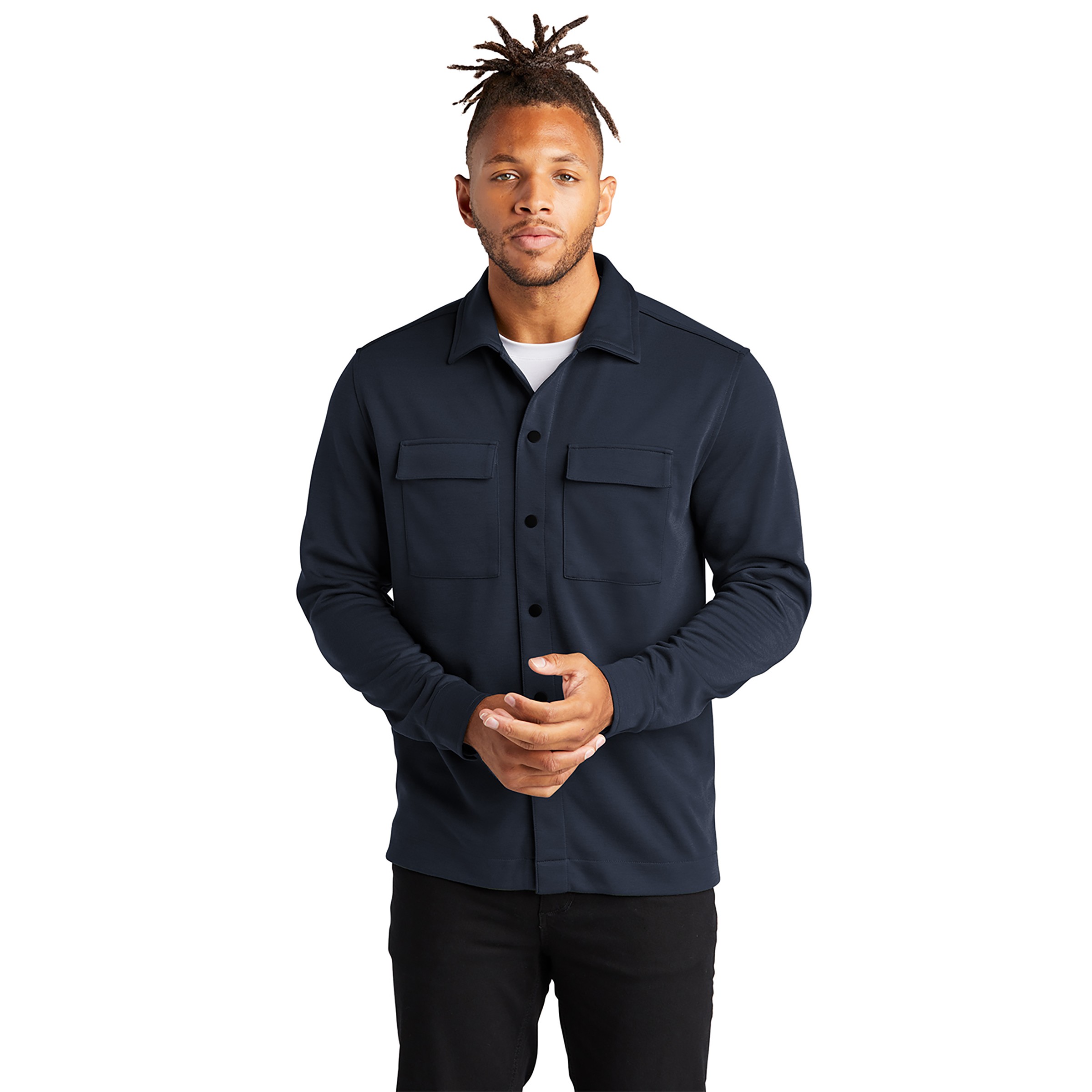 Mercer+Mettle™ Double-Knit Snap Front Emblem Jacket 1