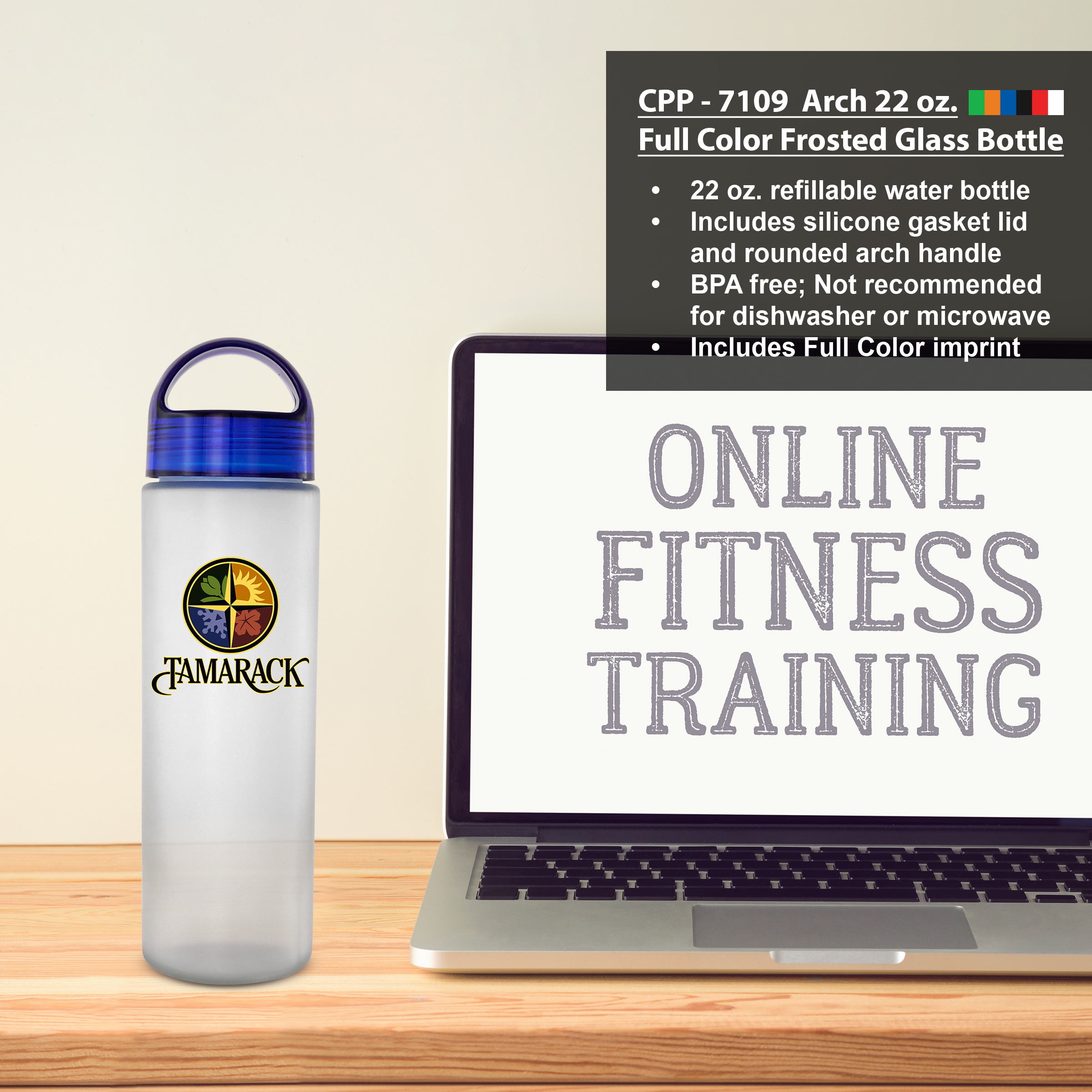 Arch 22 oz. Full Color Frosted Glass Bottle 1