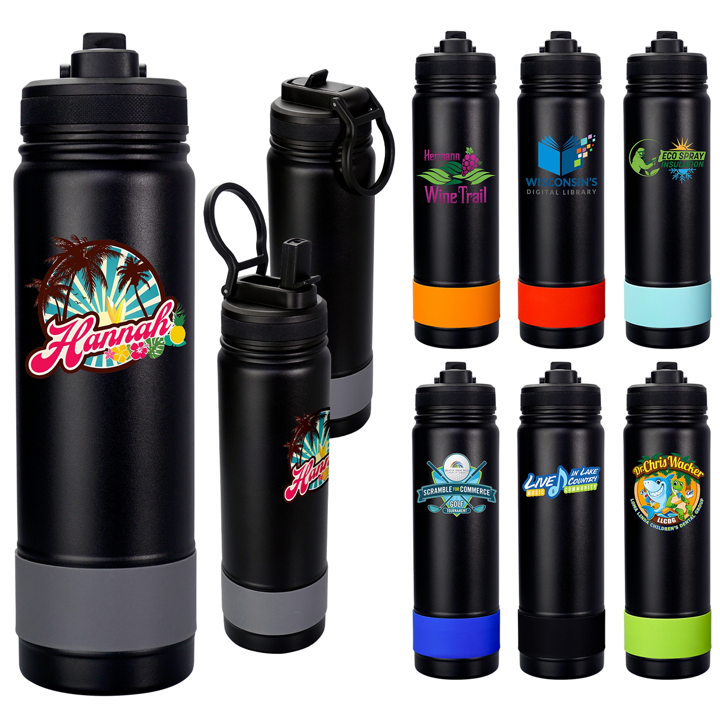 Pop Up 24 oz. Colorful Banded Bottle 1