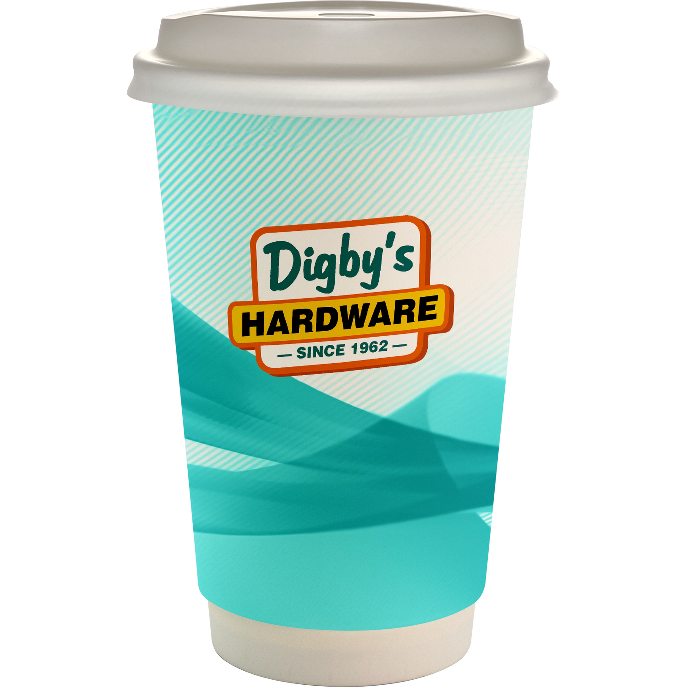 16 oz. Full Color Groovy Paper Cup With Lid 1