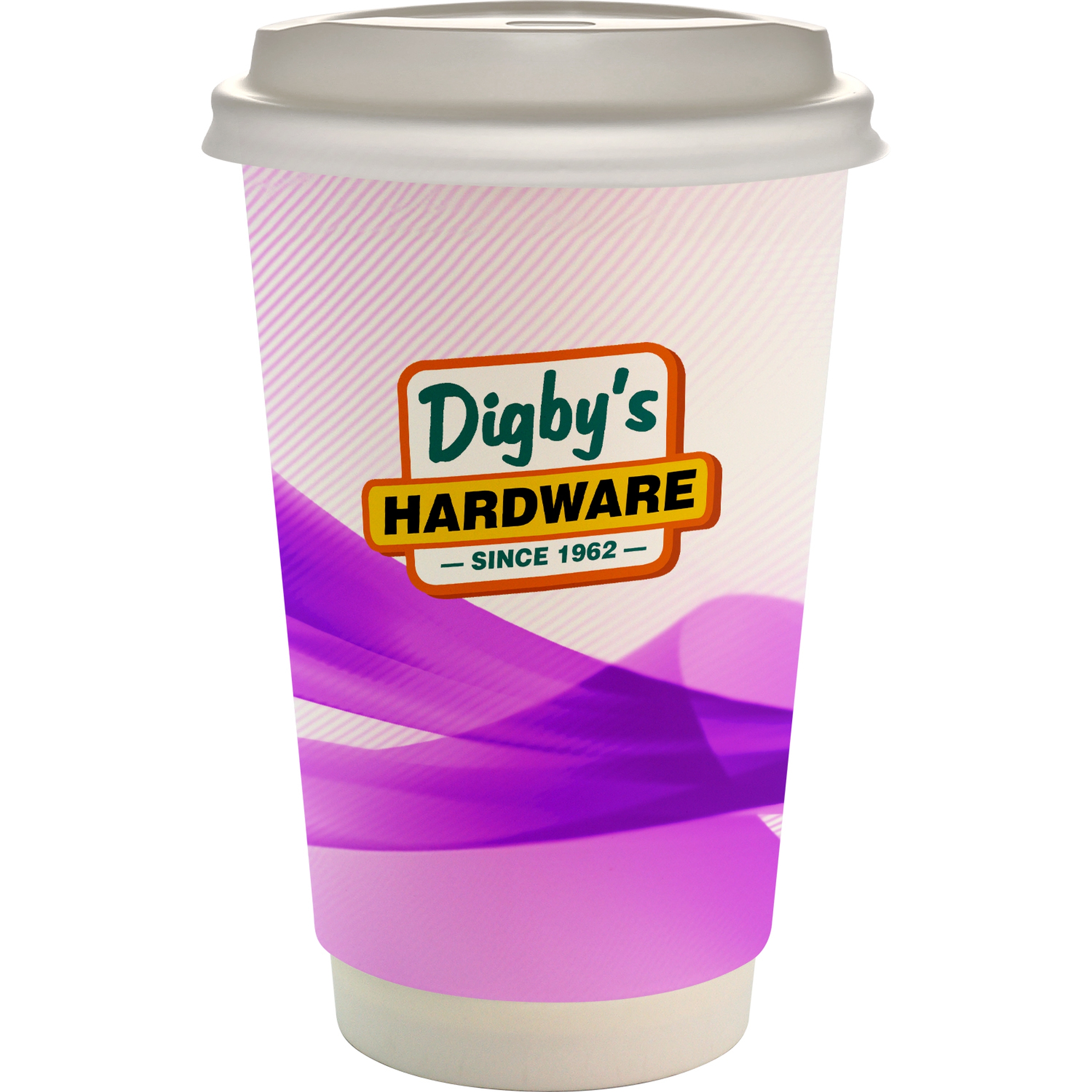 16 oz. Full Color Groovy Paper Cup With Lid 1