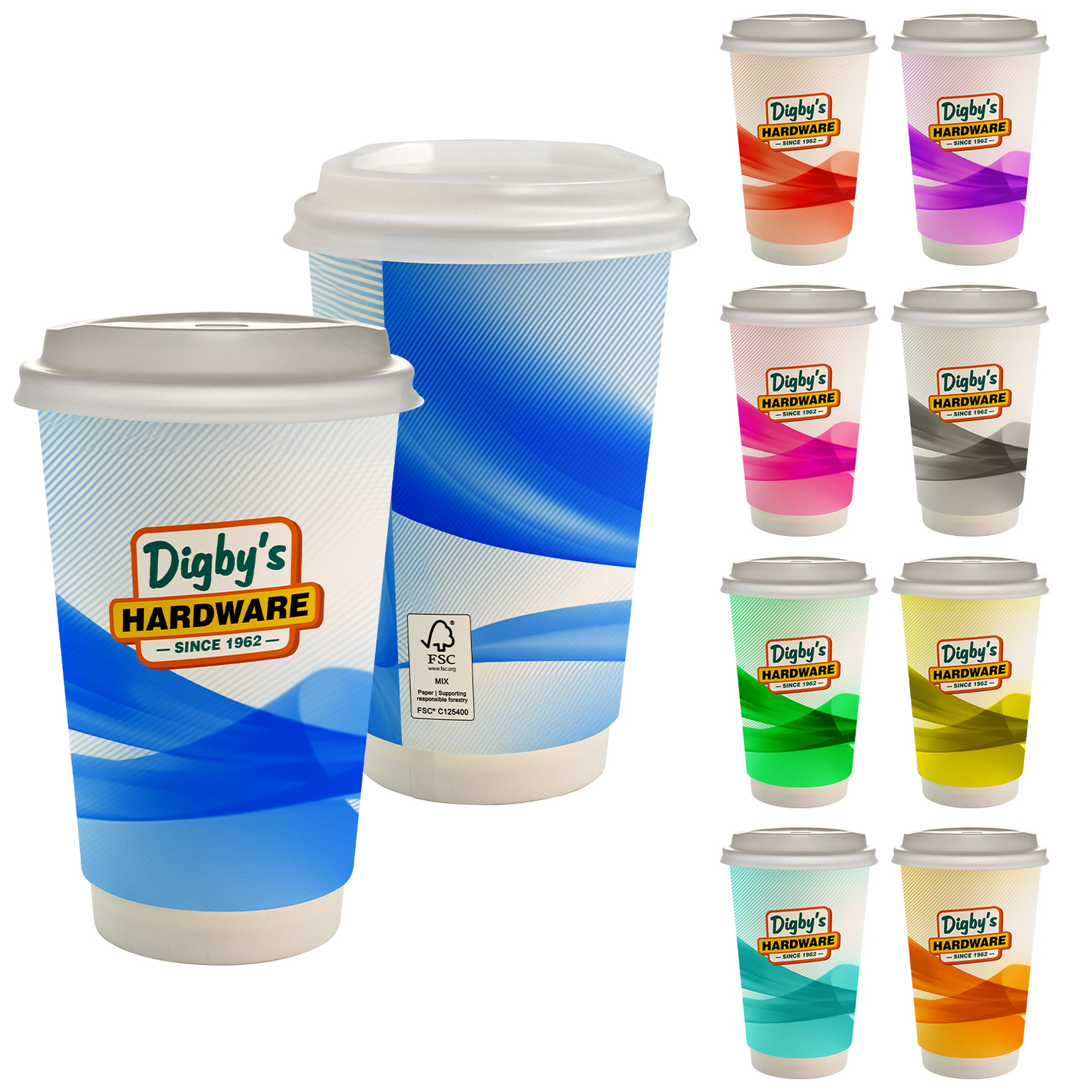 16 oz. Full Color Groovy Paper Cup With Lid 1