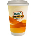 16 oz. Full Color Groovy Paper Cup With Lid - orange 16 oz. Full Color Groovy Paper Cup With Lid - orange