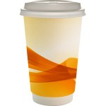16 oz. Full Color Groovy Paper Cup With Lid - orange 16 oz. Full Color Groovy Paper Cup With Lid - orange