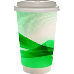 16 oz. Full Color Groovy Paper Cup With Lid - green 16 oz. Full Color Groovy Paper Cup With Lid - green
