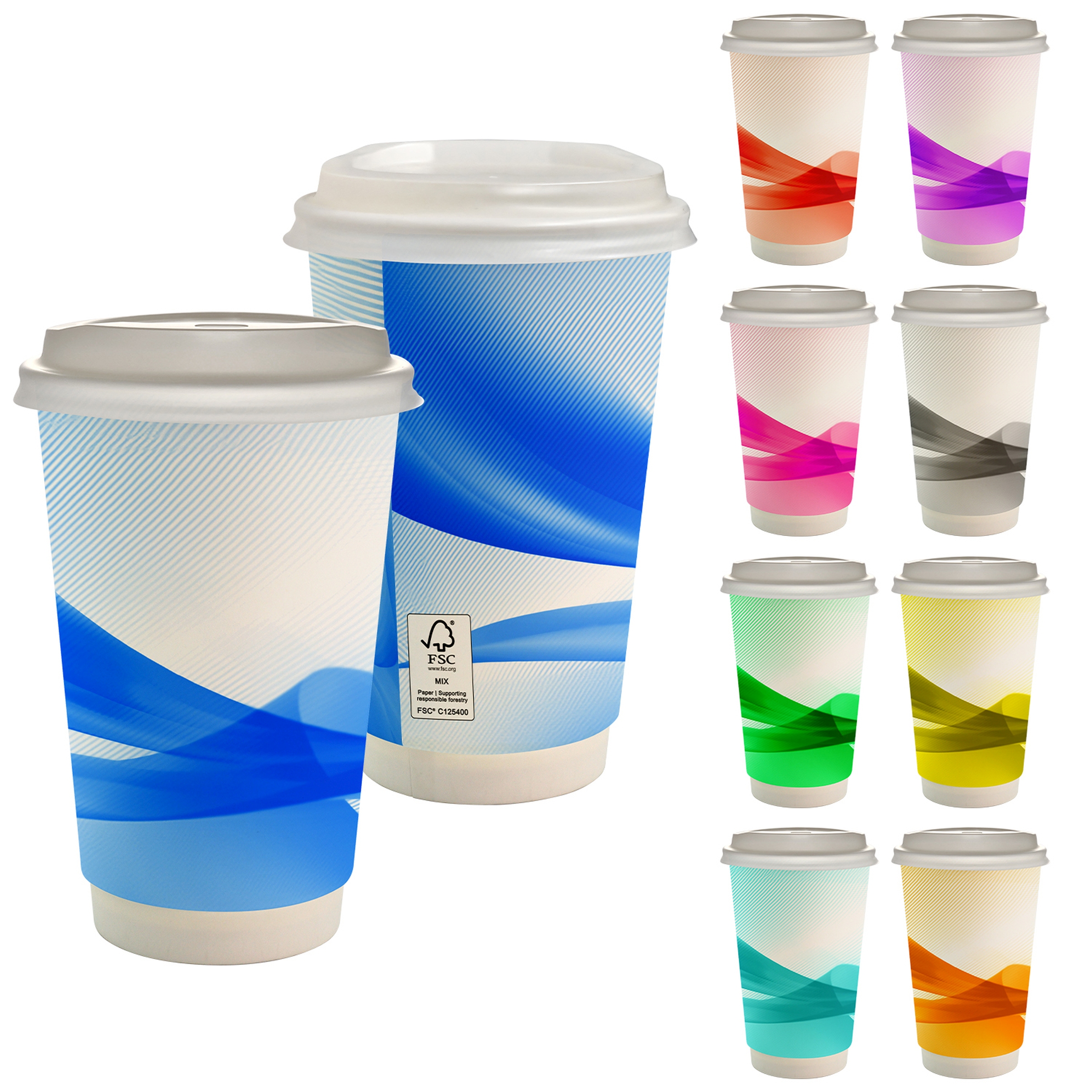 16 oz. Full Color Groovy Paper Cup With Lid 1