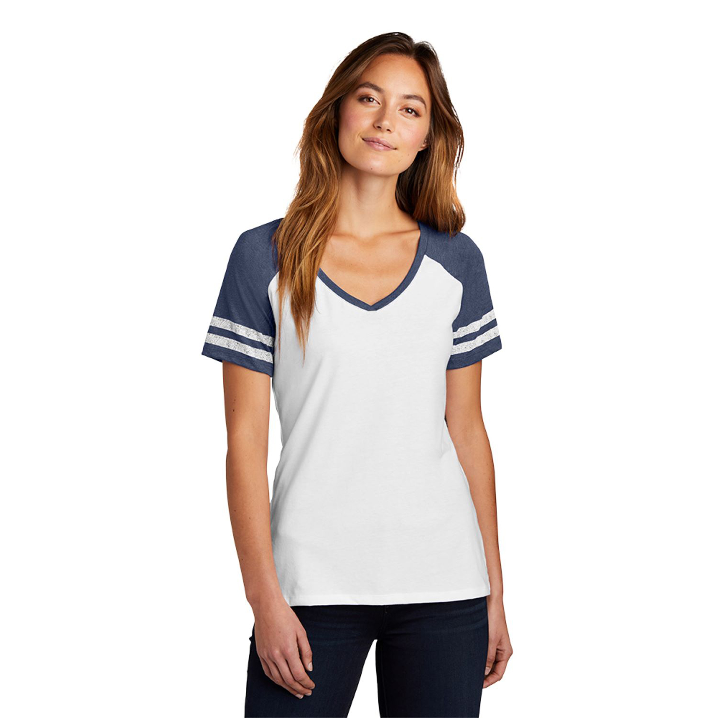 District Made® Ladies Game V-Neck Tee 1