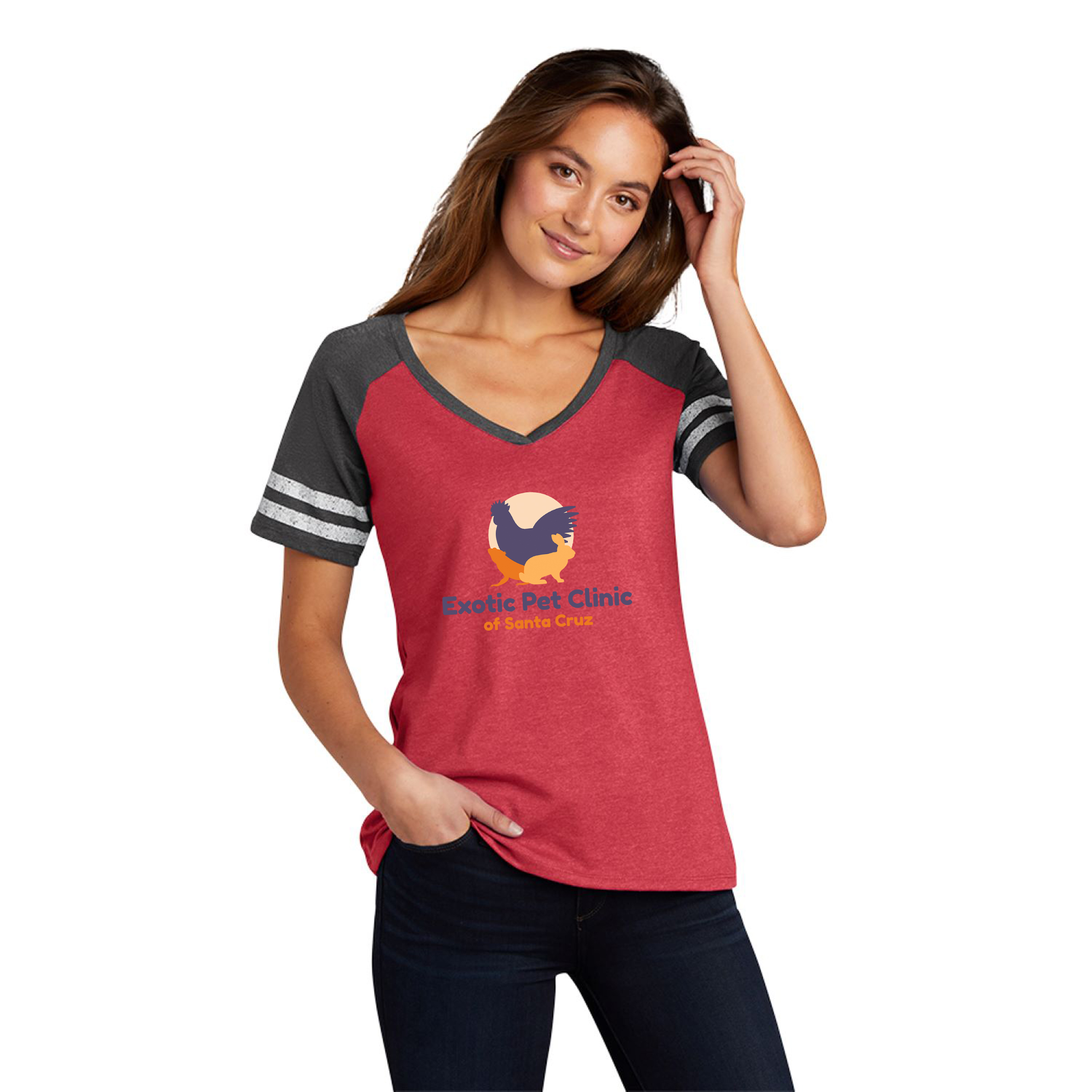 District Made® Ladies Game V-Neck Tee 1