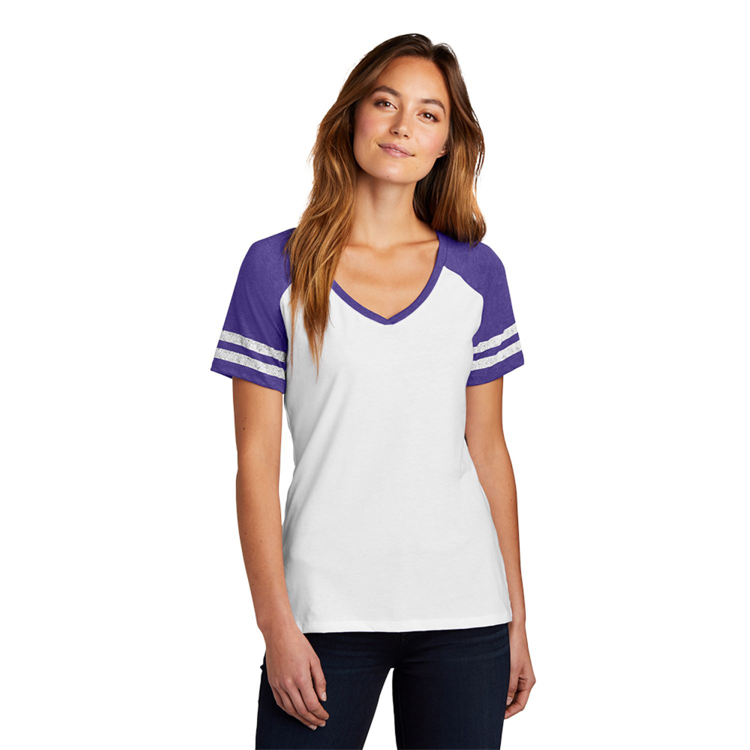 District Made® Ladies Game V-Neck Tee 1