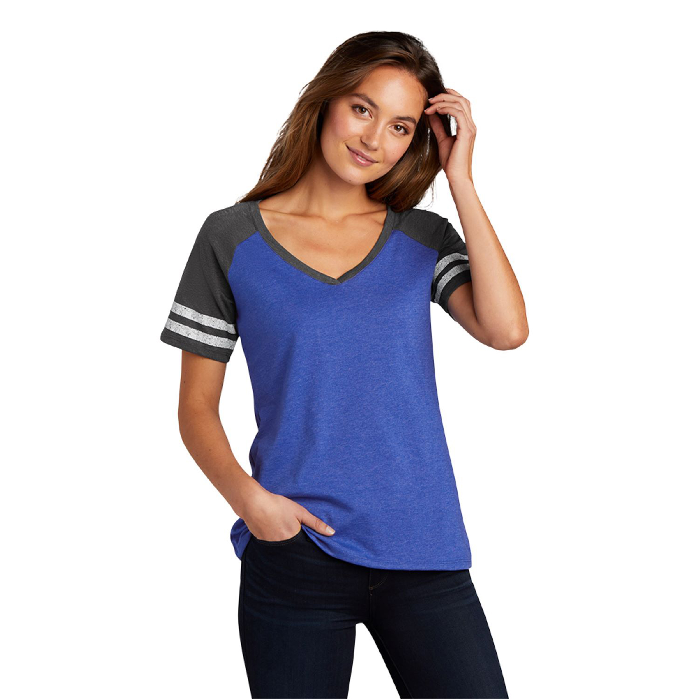 District Made® Ladies Game V-Neck Tee 1