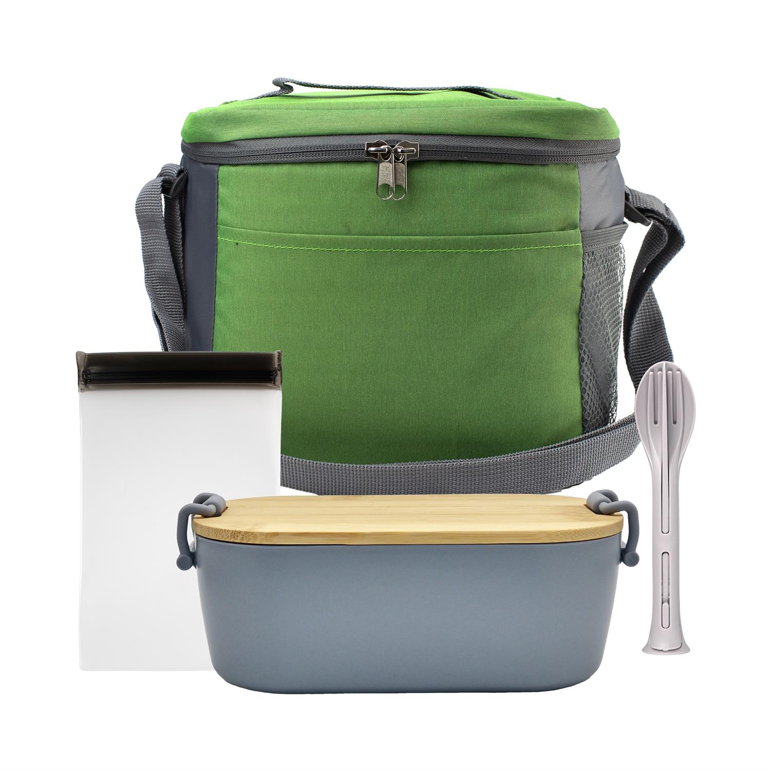 Modern Bamboo Lunch Box, Utensil & Snack Set 1