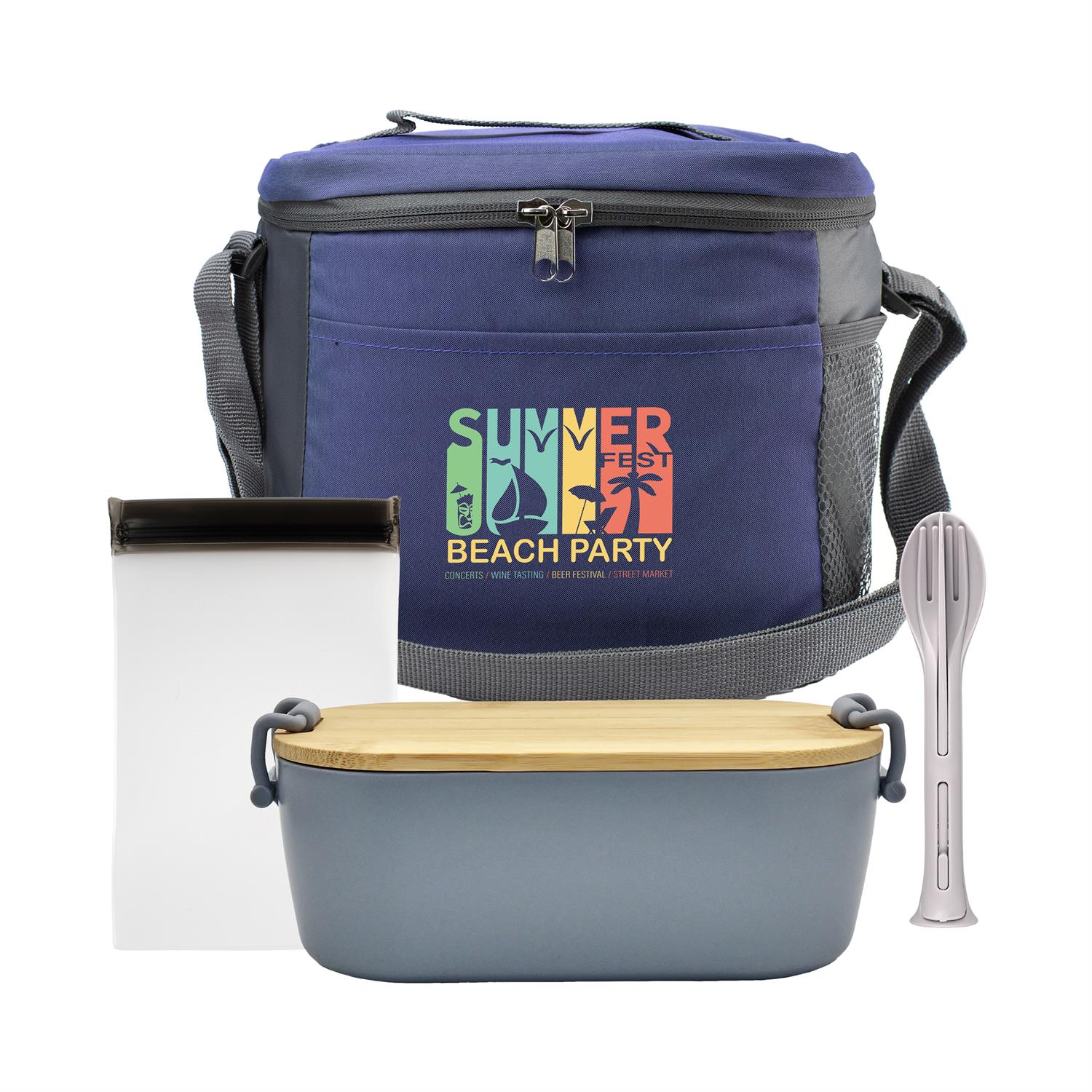 Modern Bamboo Lunch Box, Utensil & Snack Set 1