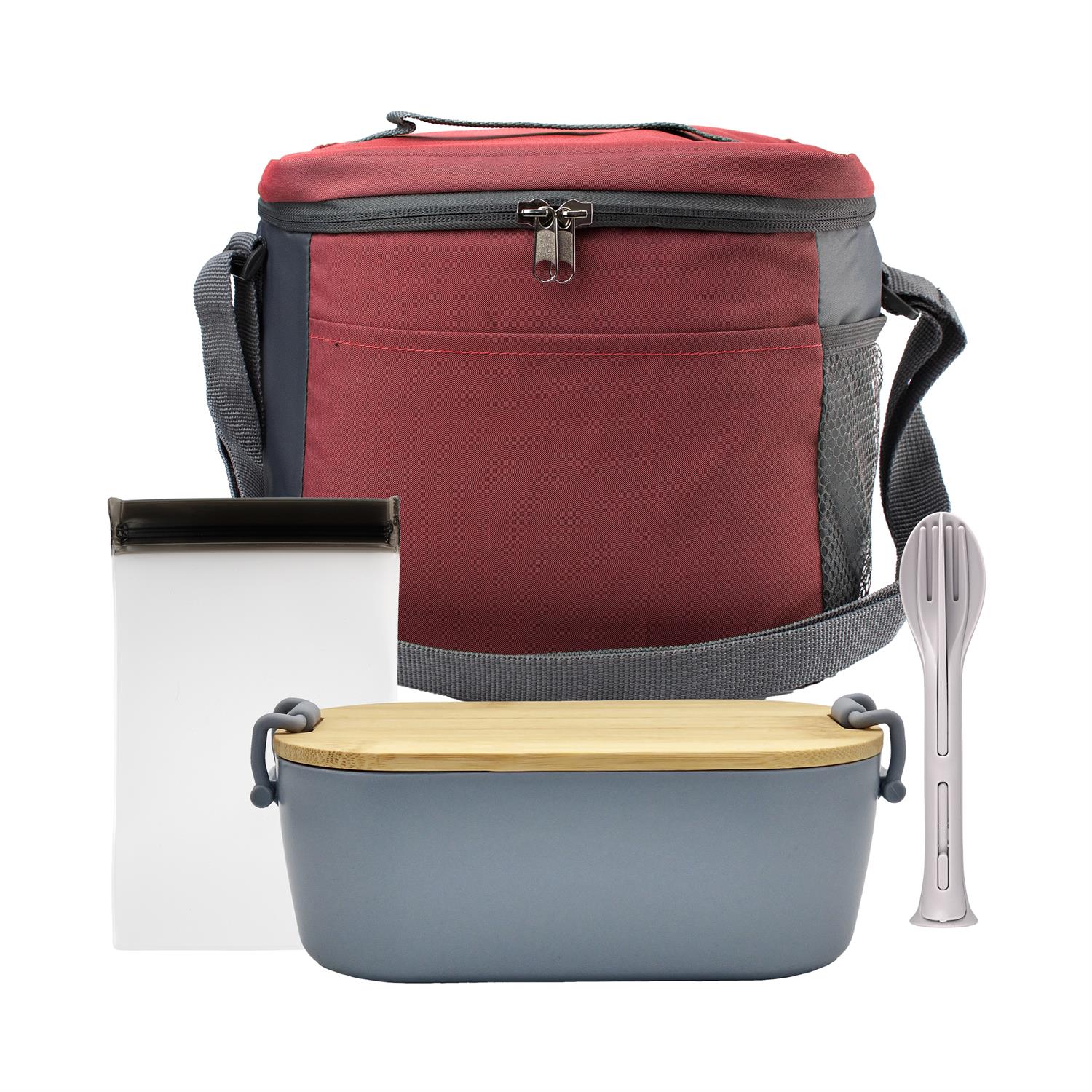 Modern Bamboo Lunch Box, Utensil & Snack Set 1