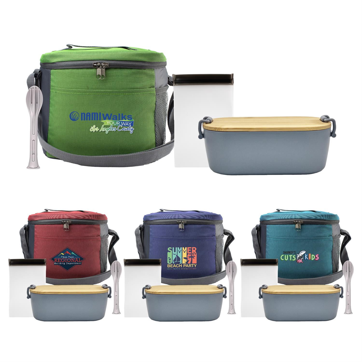 Modern Bamboo Lunch Box, Utensil & Snack Set 1