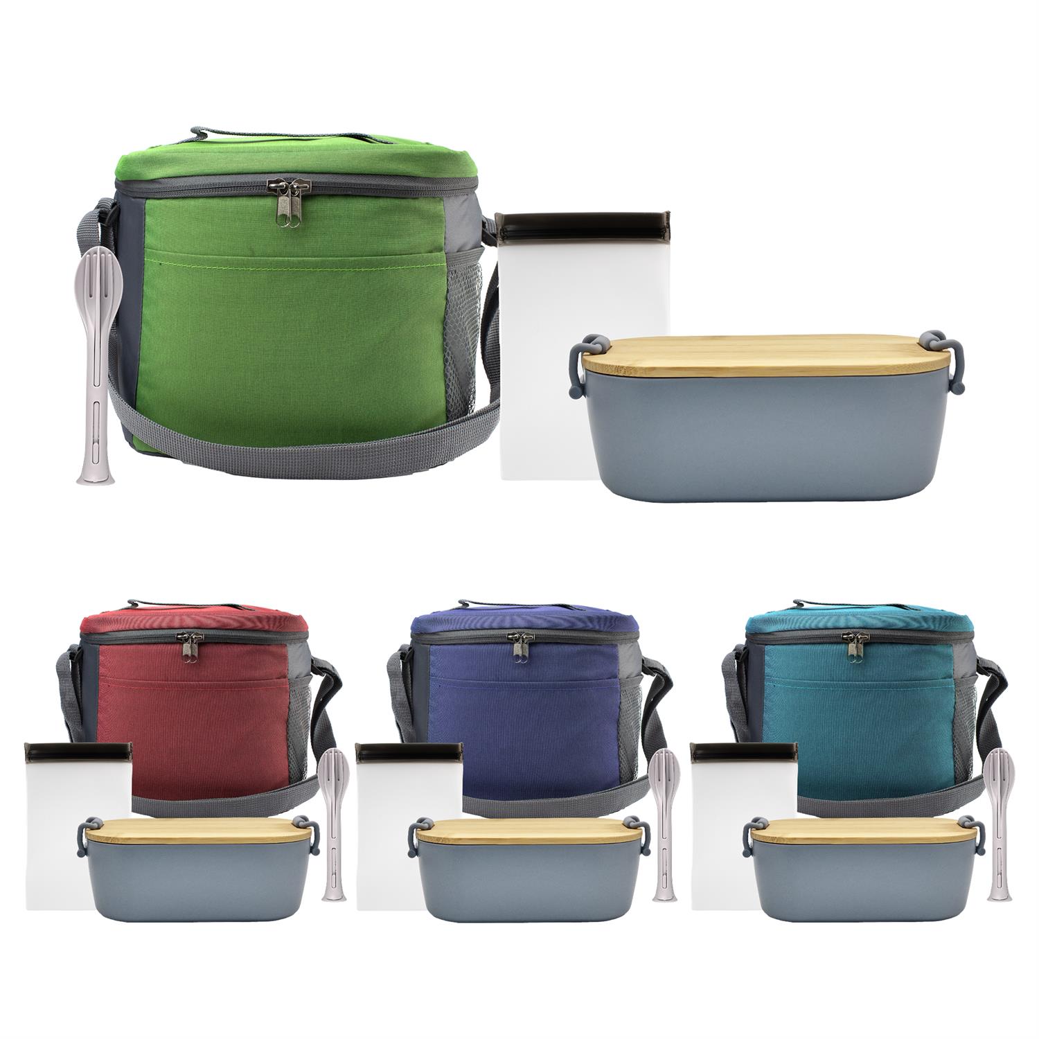 Modern Bamboo Lunch Box, Utensil & Snack Set 1