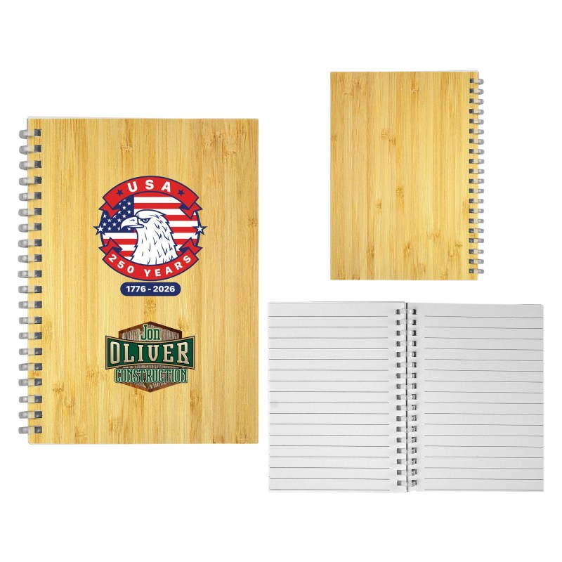 5" X 7" Patriotic Bamboo Spiral Notebook 1 5" X 7" Patriotic Bamboo Spiral Notebook 1