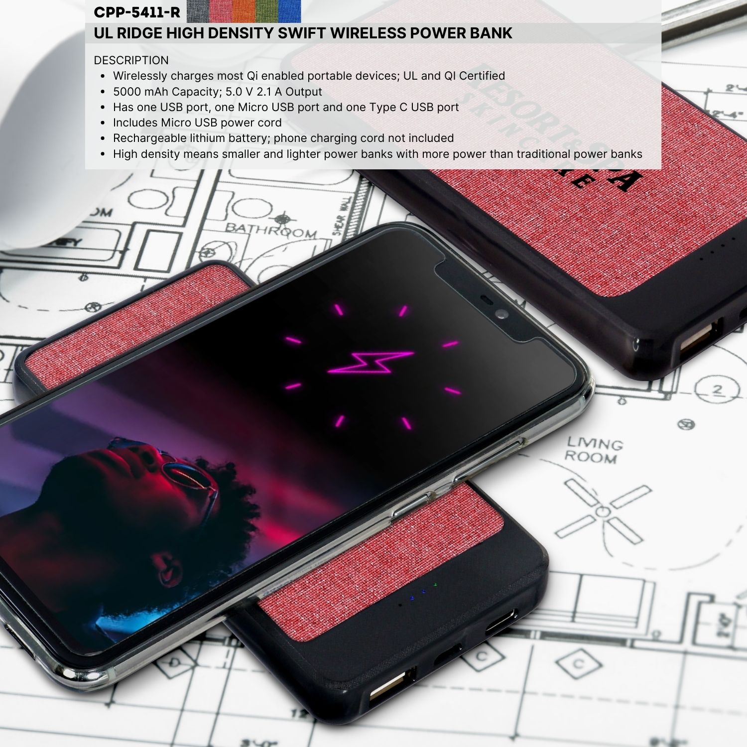 UL Ridge High Density Swift Wireless Power Bank 1