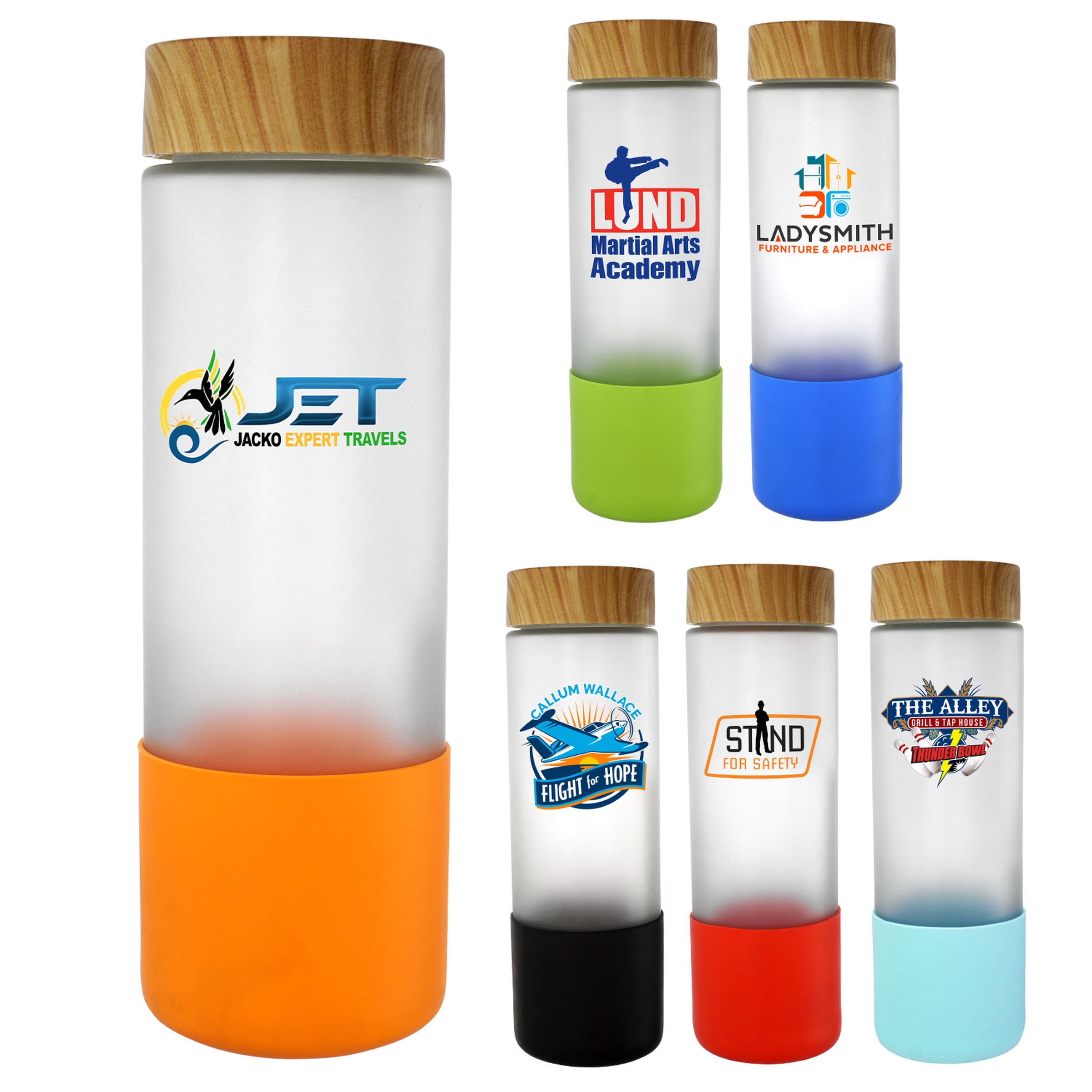 Bamboo Pattern 22 oz. Full Color Frosted Glass Bottle 1