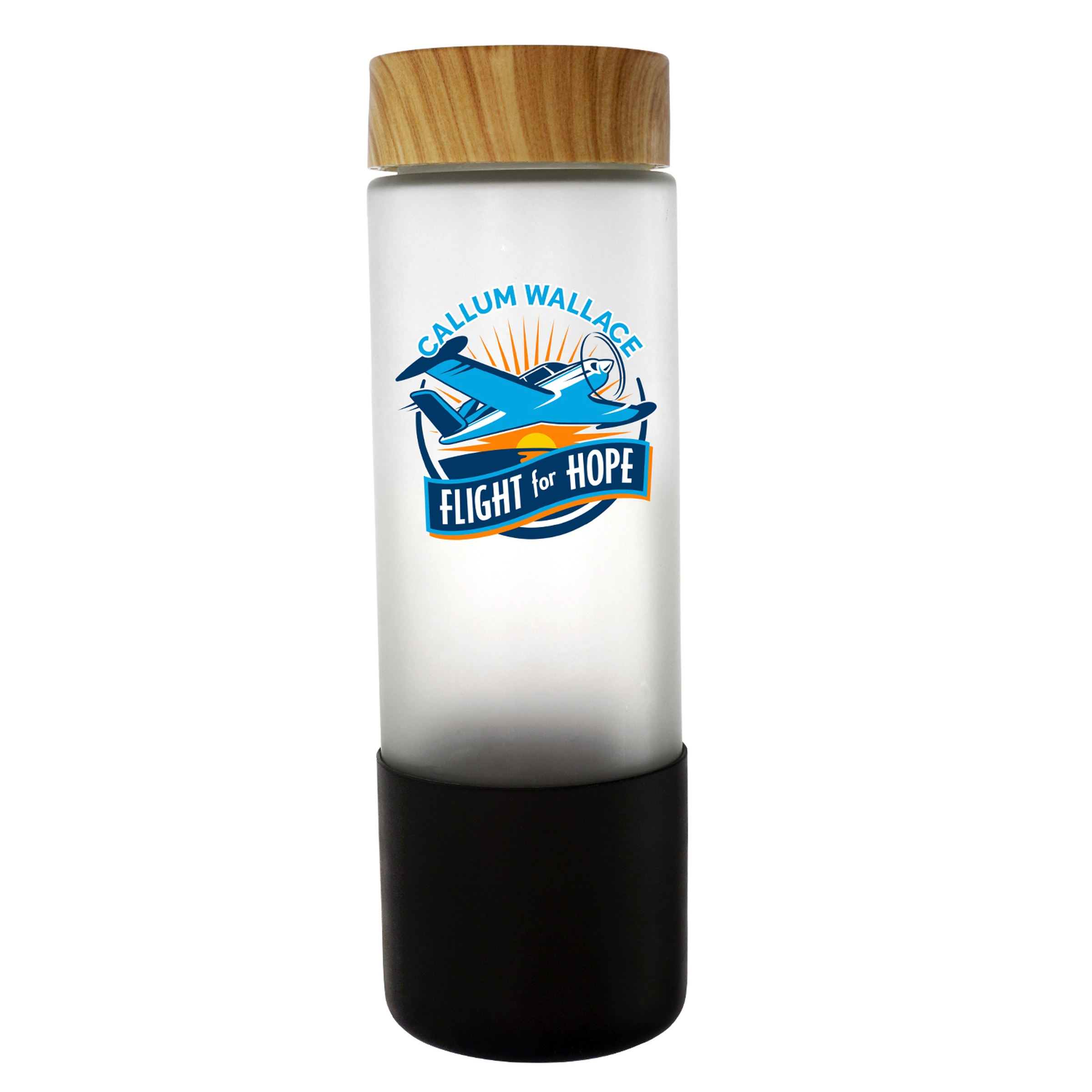 Bamboo Pattern 22 oz. Full Color Frosted Glass Bottle 1