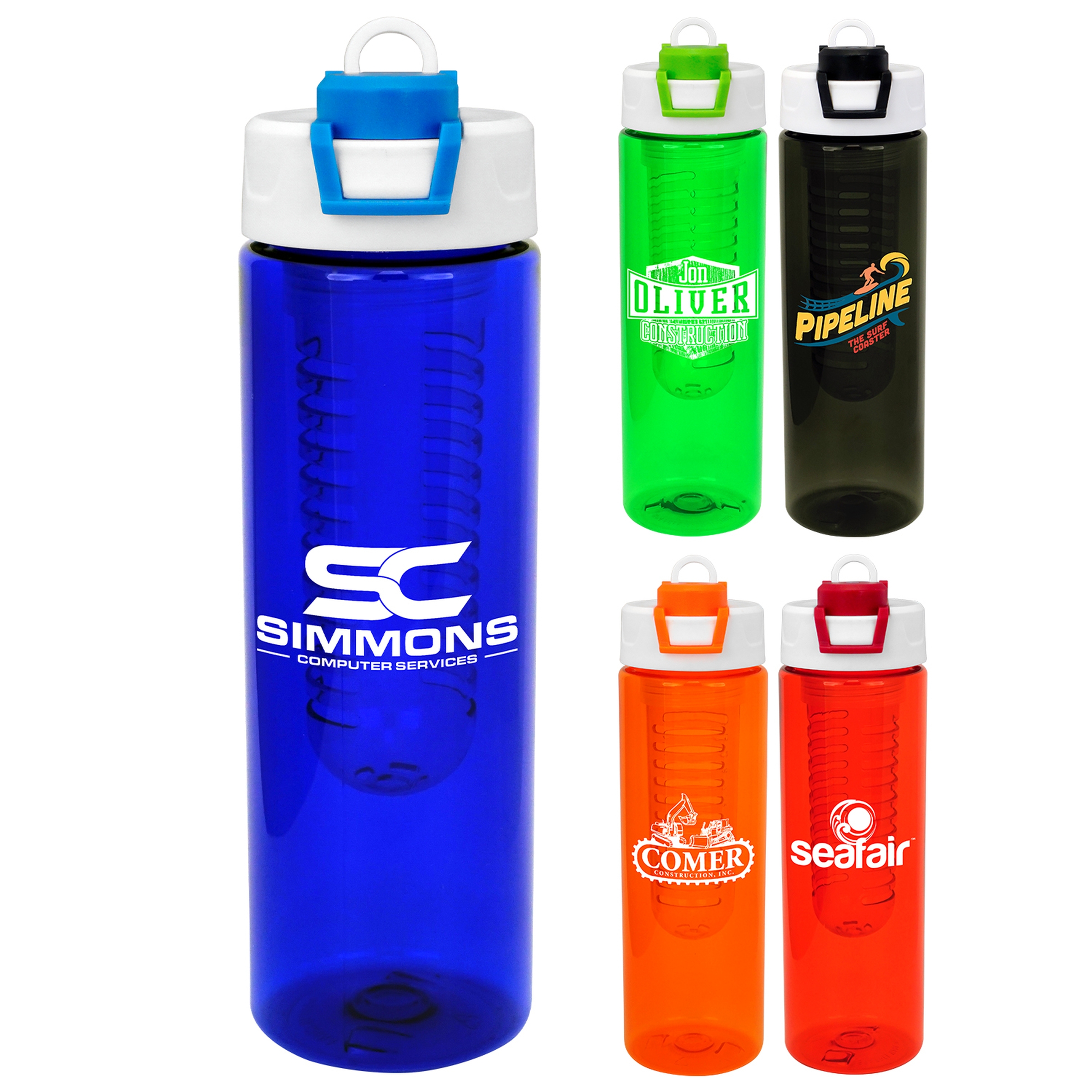 Two Tone Pop Up 24 oz. Colorful Bottle with Infuser 1