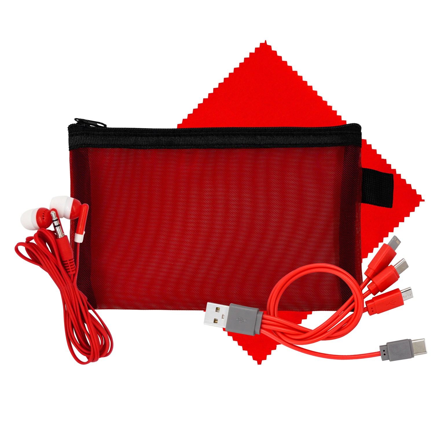 Large Mesh Ear Bud, Cloth & Cable Set 1
