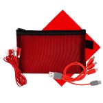 Large Mesh Ear Bud, Cloth & Cable Set - Red Blank Large Mesh Ear Bud, Cloth & Cable Set - Red Blank