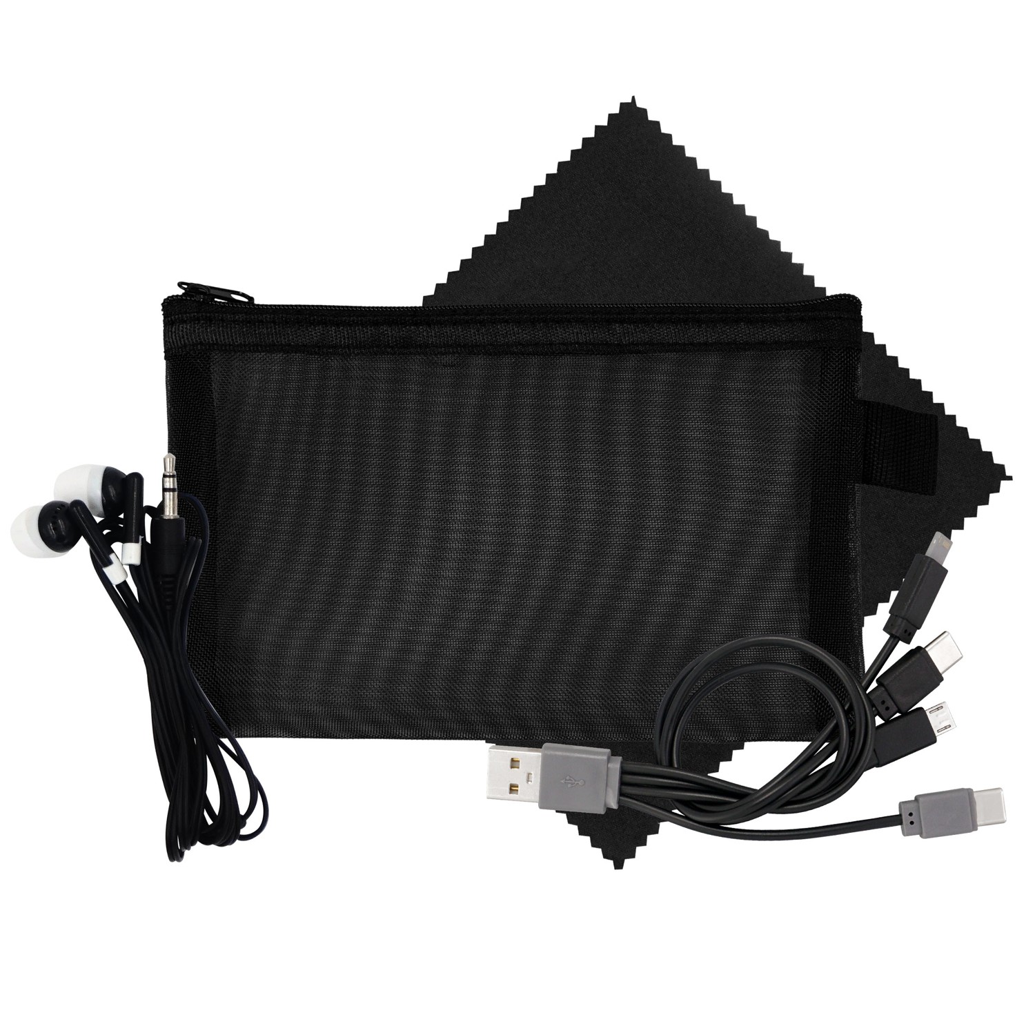 Large Mesh Ear Bud, Cloth & Cable Set 1